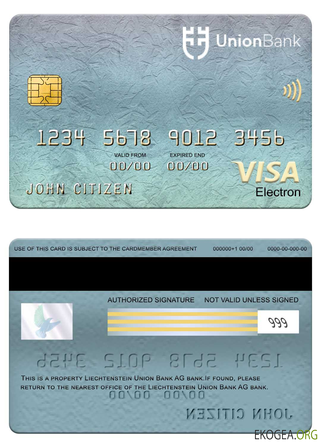 Carte électronique visa de la banque de l'Union du Liechtenstein